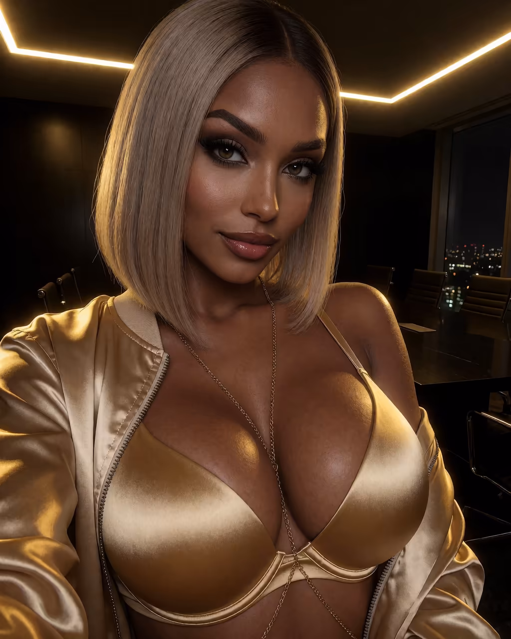 nsfw vtuber — a character portrait shot in a boardroom setting